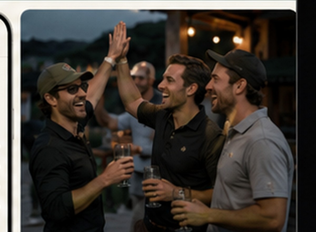 Golfers celebrating at the end of a club event
